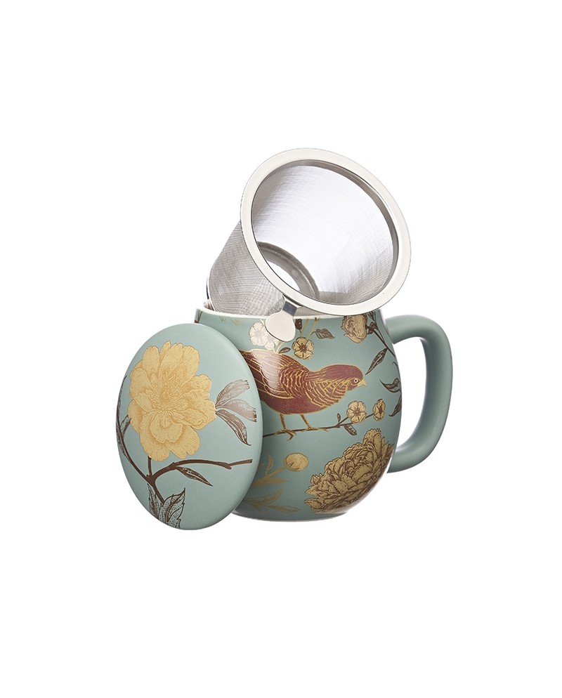 Tisaniera "Il Bacio Di Klimt" In Porcellana Con Filtro In Acciaio Inox – Capacità 0,25L – Tazza Da Tè Artistica