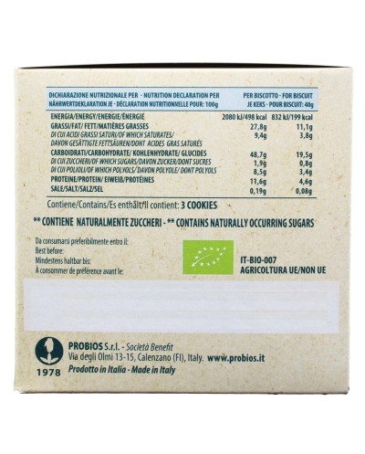Cookies al Cacao con Gocce Fondenti senza zuccheri 3x40g Probios