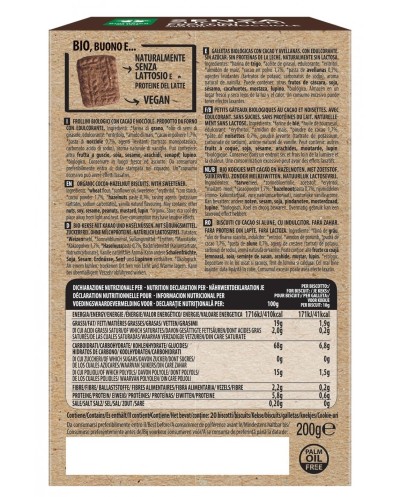 Frollini Cacao Nocciole senza zuccheri 200g  Probios