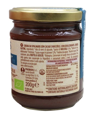 Crema Cacao e Nocciole senza zuccheri 215g Probios