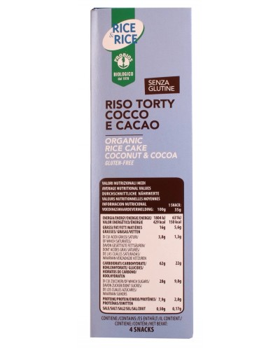 Tortina Cocco e Cacao senza glutine 4x35g Probios
