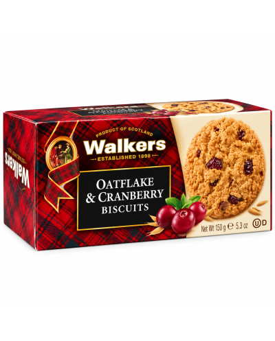 Oatflake & cranberry biscuits Walker's 150g Biscotti fiocchi d'avena e mirtilli rossi